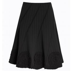 y2k Sunny Leigh Pink Pinstripe Midi Skirt Size 8 Office Siren Rosette Texture 3D